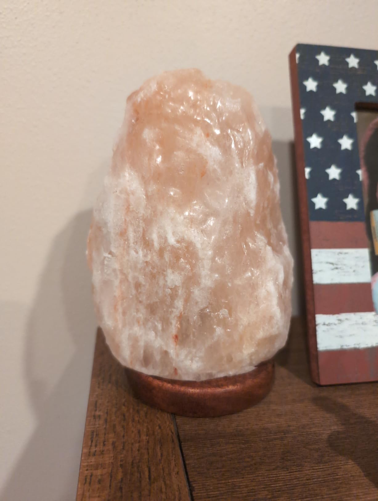 7 Inch Himalayan Salt Lamp with Dimmer Cord - Night Light Natural Crystal Rock Classic Wood Base Authentic from Pakistan customer photo 2