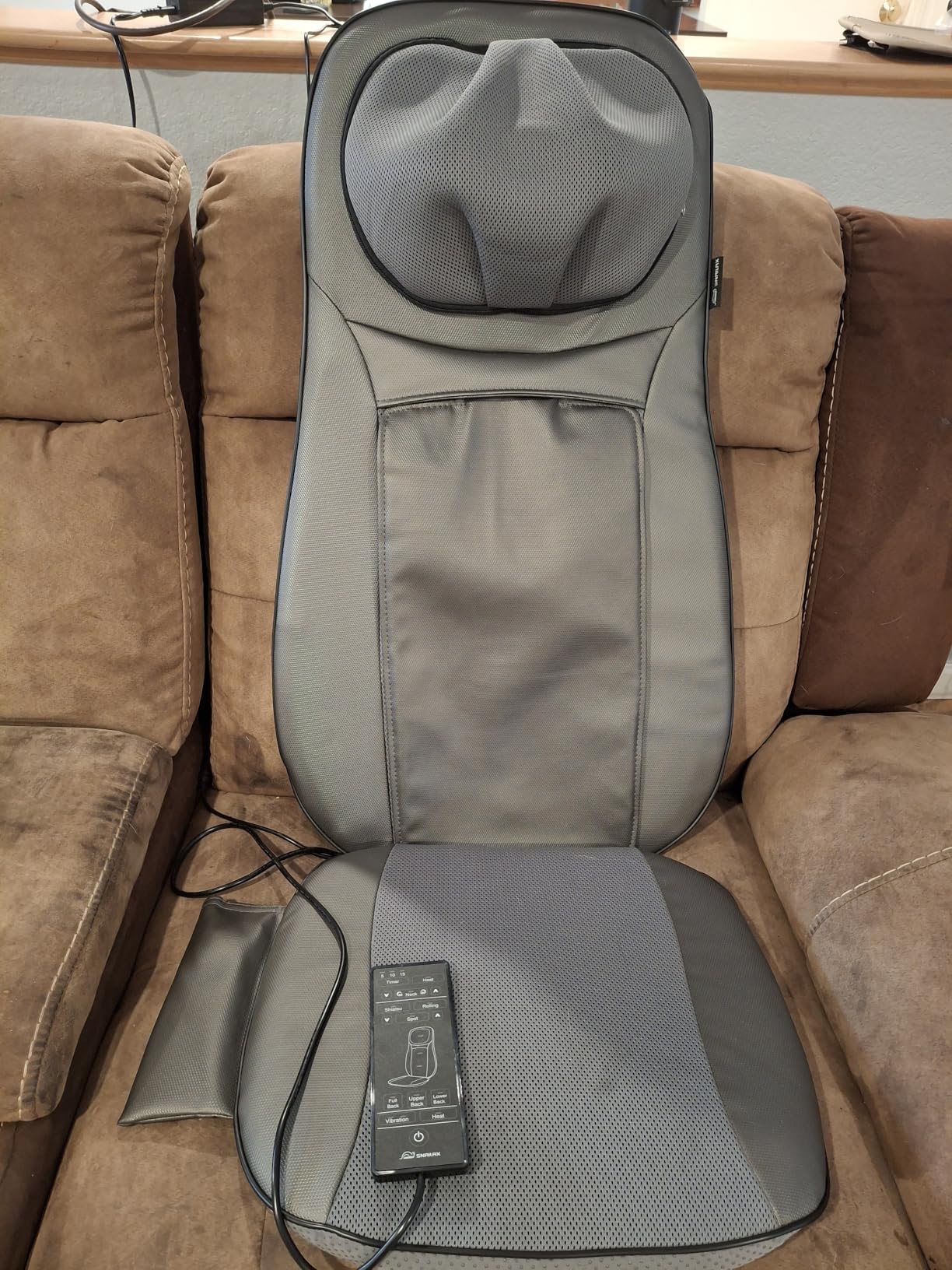 Snailax Shiatsu Neck & Back Massager with Heat, Full Back Kneading Shiatsu or Rolling Massage, Massage Chair pad with Height Adjustment, Back Massager for Neck and Shoulder customer photo 1