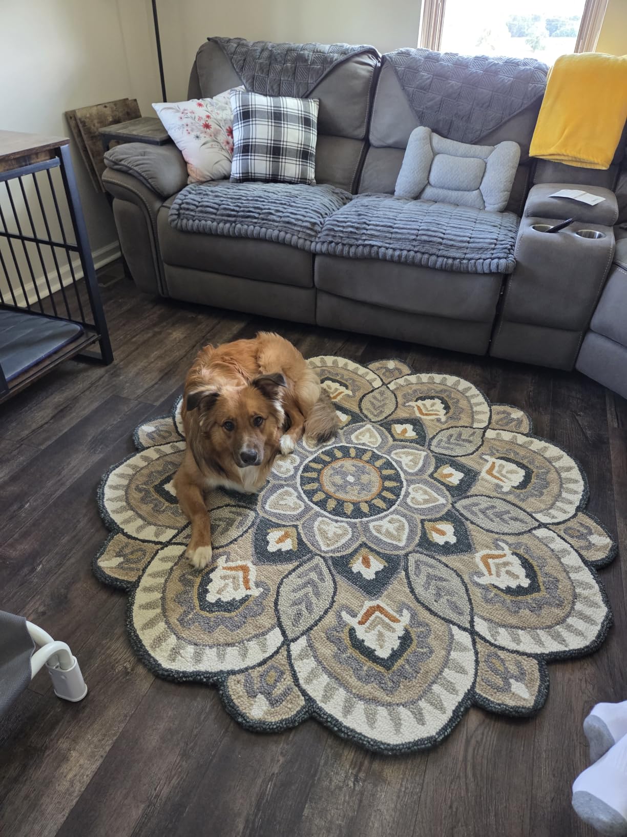 SAFAVIEH Novelty Collection Area Rug - 4' Round, Red & Taupe, Handmade Boho Floral Rustic Country Wool, Ideal for High Traffic Areas in Living Room, Bedroom (NOV604Q) customer photo 1