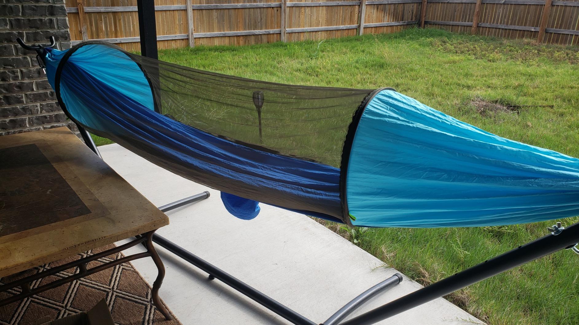 G4Free Large Camping Hammock for Outside with Mosquito Net 2 People Hammock | Up to 440lb Portable Hammock Durable Nylon with Bug Net, Tree Straps, Tent Tarp for Outdoor Hiking Camping Backpacking Travel customer photo 1