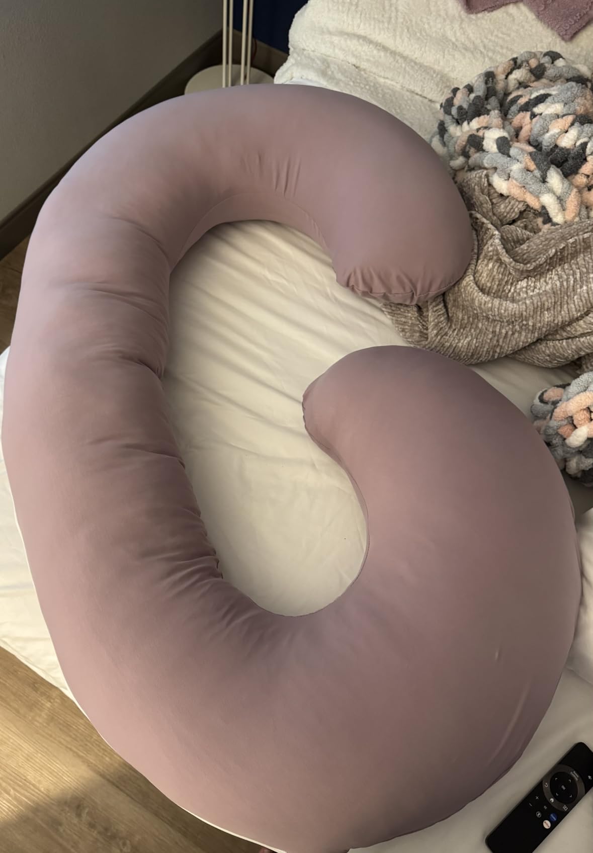 INSEN Pregnancy Pillow for Sleeping, Maternity Pillow with Jersey Cotton Cover, C Shaped Body Pillow for Pregnant (Gray) customer photo 1