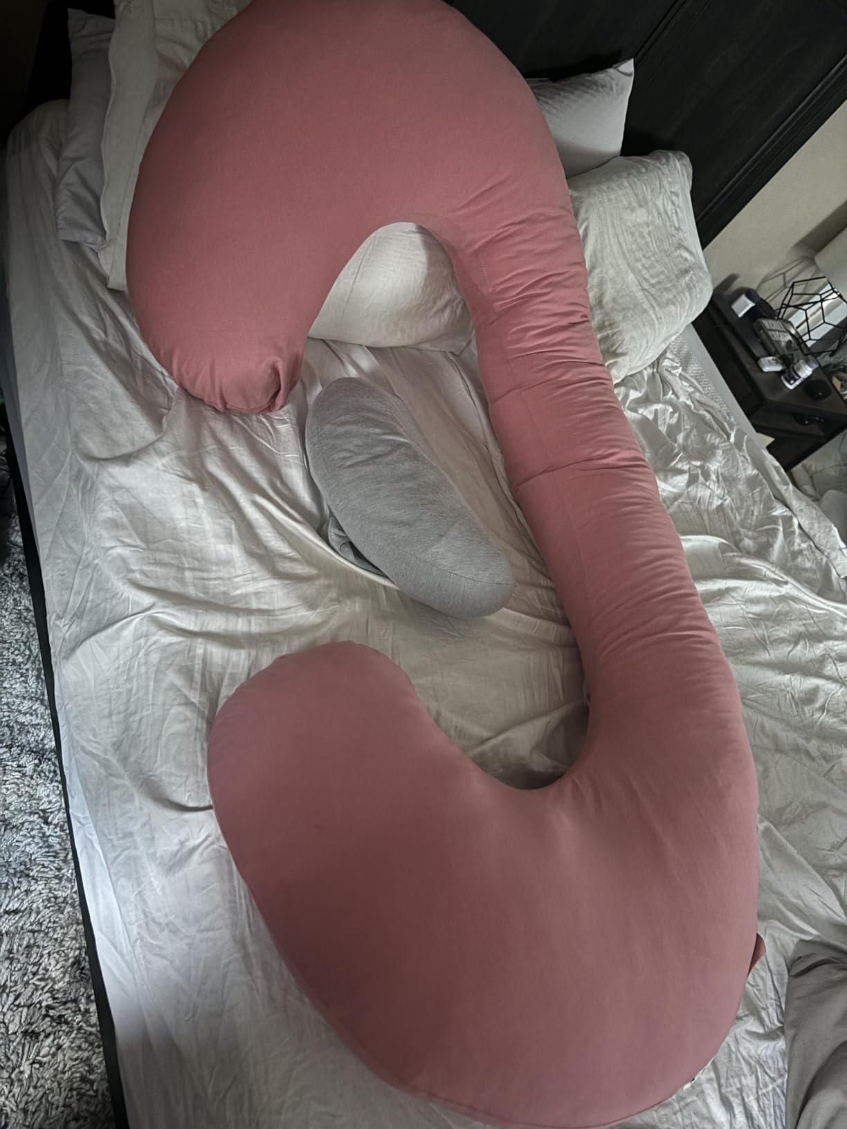 INSEN Pregnancy Pillow for Sleeping, Maternity Pillow with Jersey Cotton Cover, C Shaped Body Pillow for Pregnant (Gray) customer photo 2