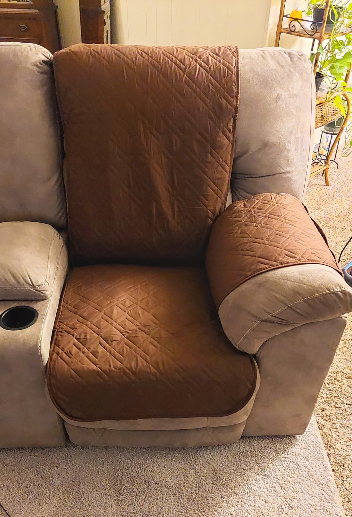 Ameritex Waterproof Nonslip Recliner Cover Stay in Place, Dog Chair Cover Furniture Protector, Ideal Recliner Slipcovers for Pets and Kids (Beige, 23