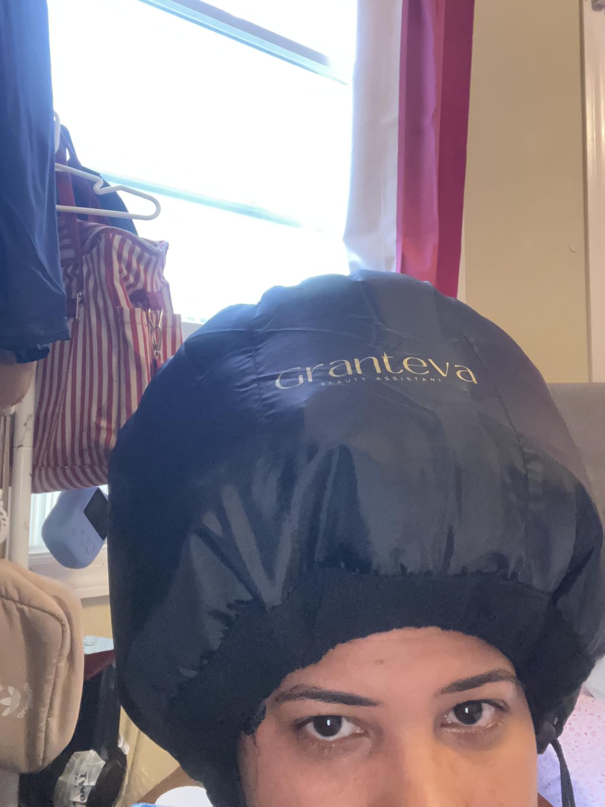 Hooded Hair Dryer Attachment w/A Headband Integrated That Reduces Heat Around Ears & Neck - Hair Dryer Hooded Diffuser Cap for Curly, Speeds Up Drying Time, Deep Conditioning At Home - Portable, Large customer photo 2