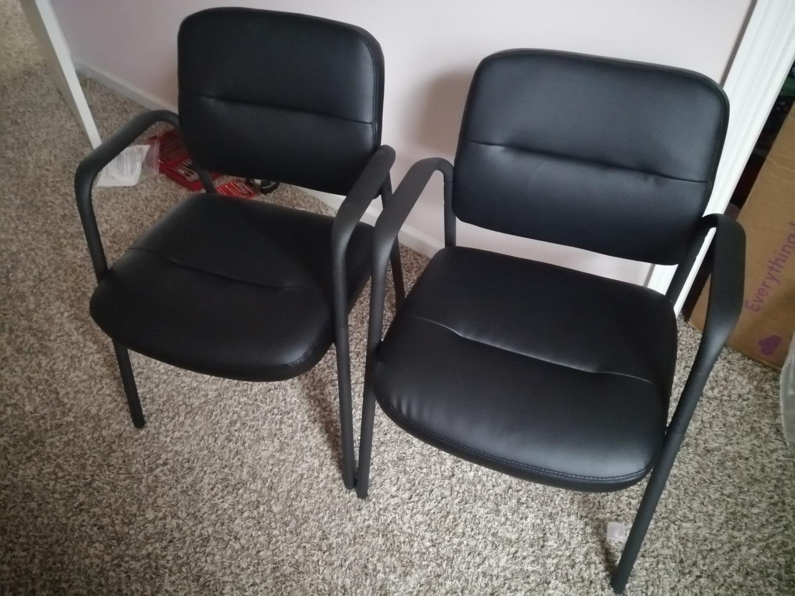 Devoko Waiting Room Office Reception Chairs Executive Leather Guest Chairs with Armrest Ergonomic Upholstered Lumbar Support Side Chairs (2 Pack) customer photo 2