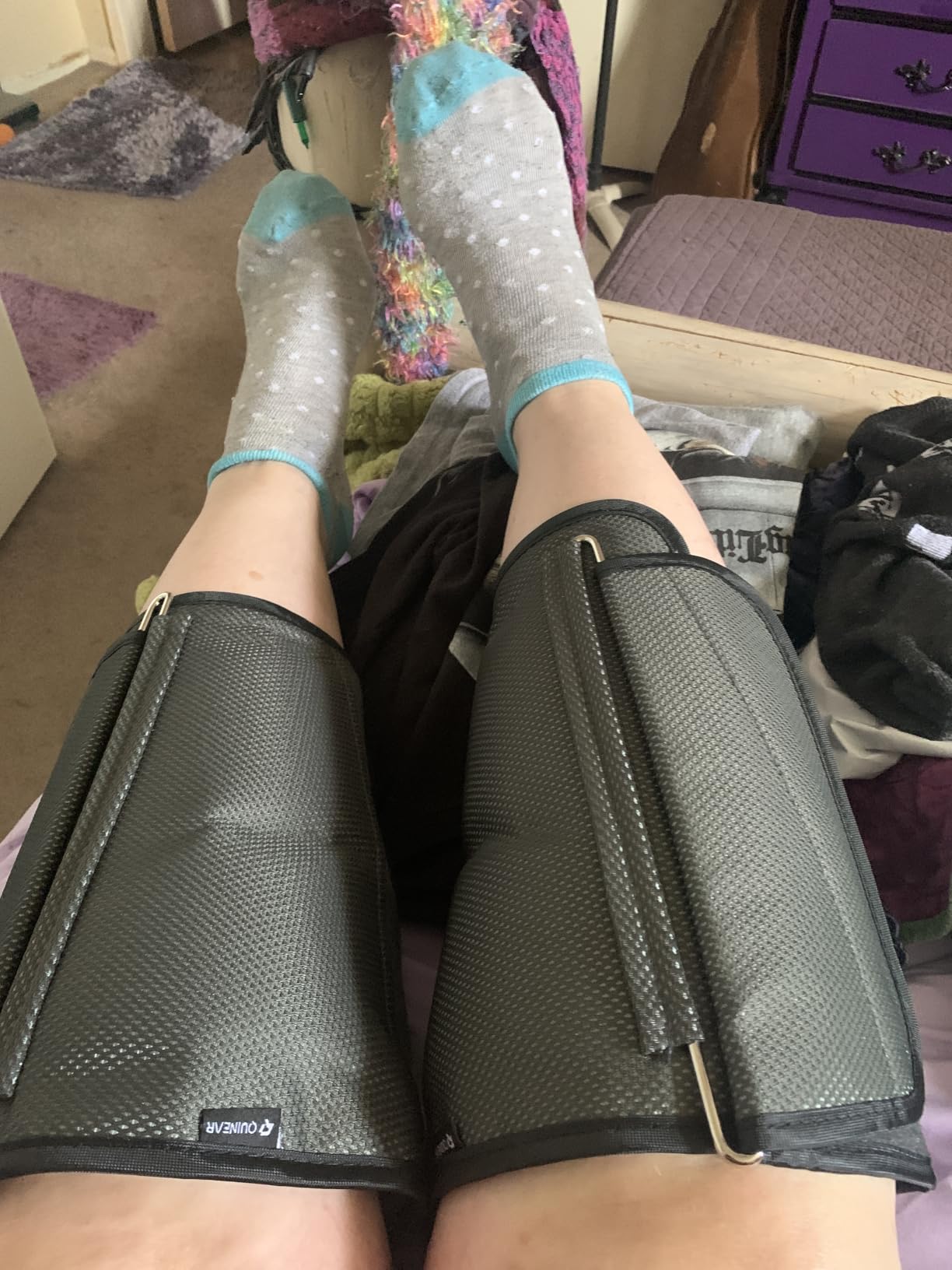 QUINEAR Air Compression Leg Massager for Circulation & Pain Relief, Calf Massagers with 2 Modes & 3 Intensities customer photo 1