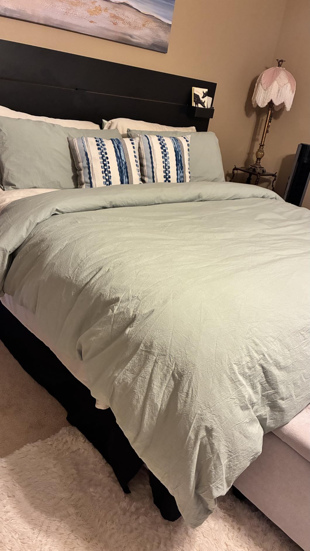 MooMee Duvet Cover Set 100% Washed Cotton Linen Like Queen | Relaxed Linen-like Texture. Soft, Breathable & Long-lasting Comfort. Lightweight. Hidden Zipper with 8 Interior Corner Ties customer photo 1