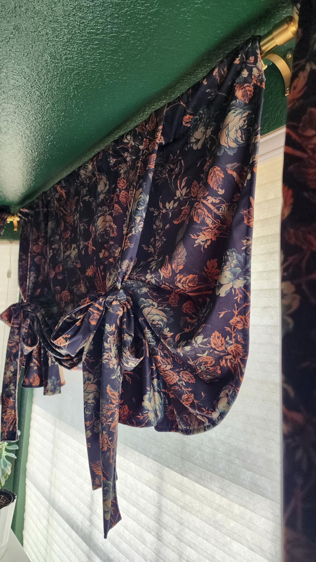 Black Velvet Curtains 84 Inches Long Retro Floral Drapes 2 Panels | Vintage Cottagecore, 300GSM Soft Velvet, Light Filtering, Thermal Insulated, Dark Rose Sketch, Living Room, Home Office customer photo 1