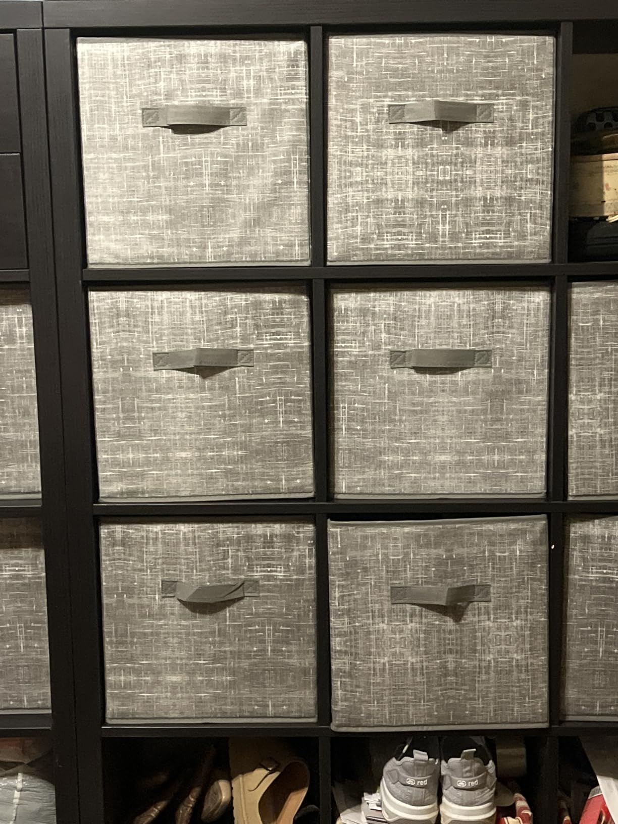 SONGMICS Storage Cubes, 11-Inch Non-Woven Fabric Bins with Double Handles, Set of 6, Closet Organizers for Shelves, Foldable, for Clothes, Cattail Gray UROB26LG customer photo 1
