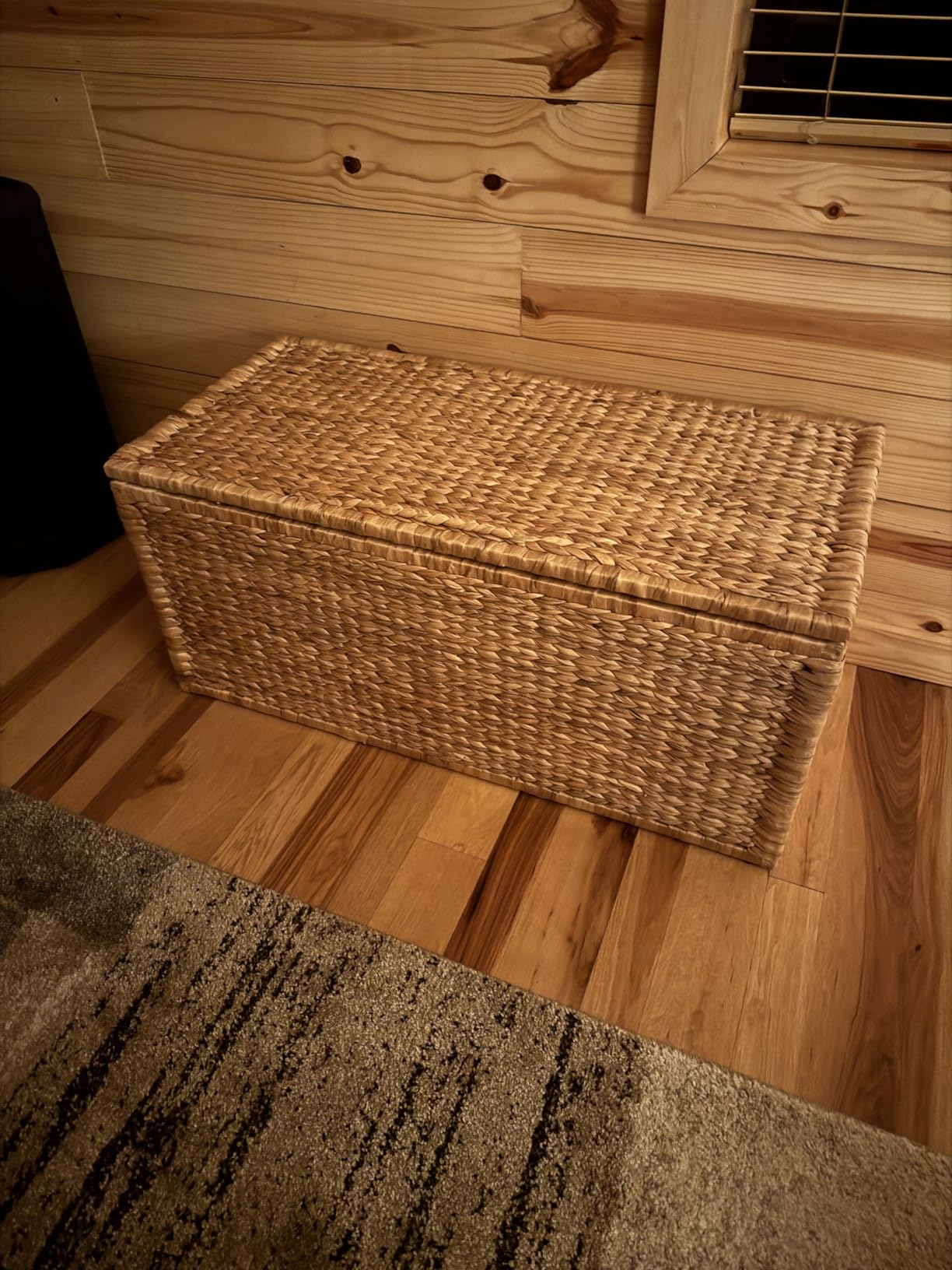 Water Hyacinth Wicker Storage Trunk, Natural, 30x17.5x17.5 Inches | Safety Hinge, Metal Frame, Decorative Blanket Chest & Storage Box, Farmhouse Woven Storage, For Living Room & Entryway customer photo 2
