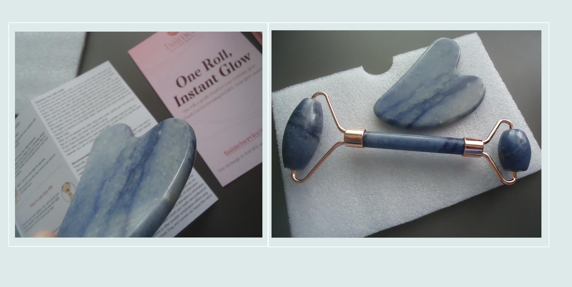 BAIMEI IcyMe Rose Quartz Roller & Gua Sha Facial Tool Set for Depuffing | Cooling Face Roller for Lymphatic Massage, Sculpting Tool for Face, Eyes & Neck, Skin Care Gifts for Women, Spa & Travel Use customer photo 2