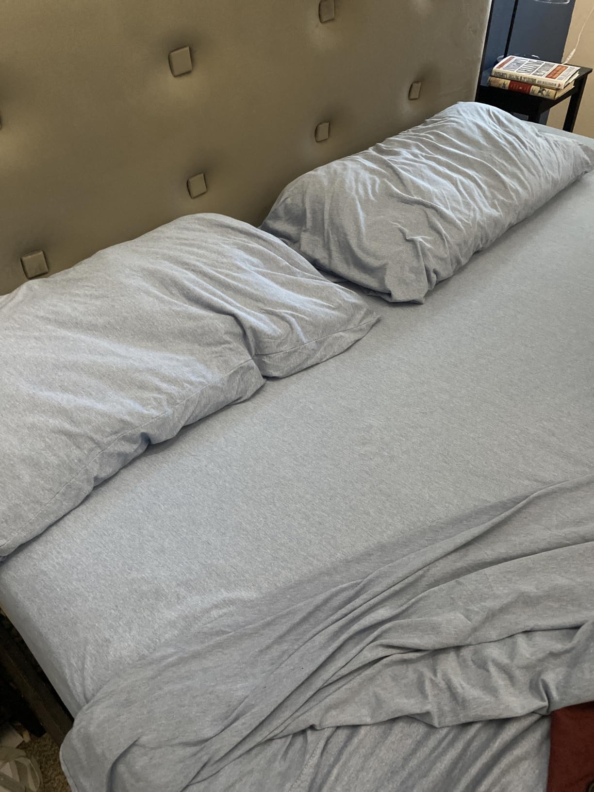 Great Bay Home Cotton Jersey Knit Full Sheet Set - Ultra-Soft, Stretchy, Heathered Melange Bed Sheets - Cozy, Soft T-Shirt Sheet & Pillowcase Set (Green) customer photo 1