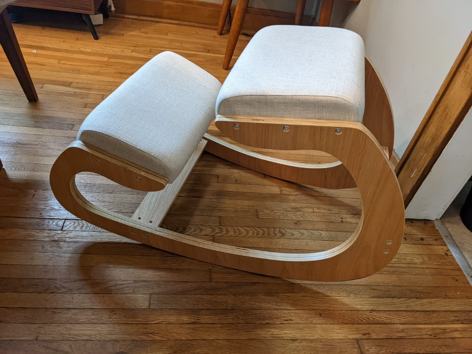 Predawn Adjustable Ergonomic Kneeling Chair - Custom Height Rocking Posture Stool with Thick Cushions, Solid Wood Frame, Knee Support Seat for Adults, Office or Meditation Use(White Oak) customer photo 2