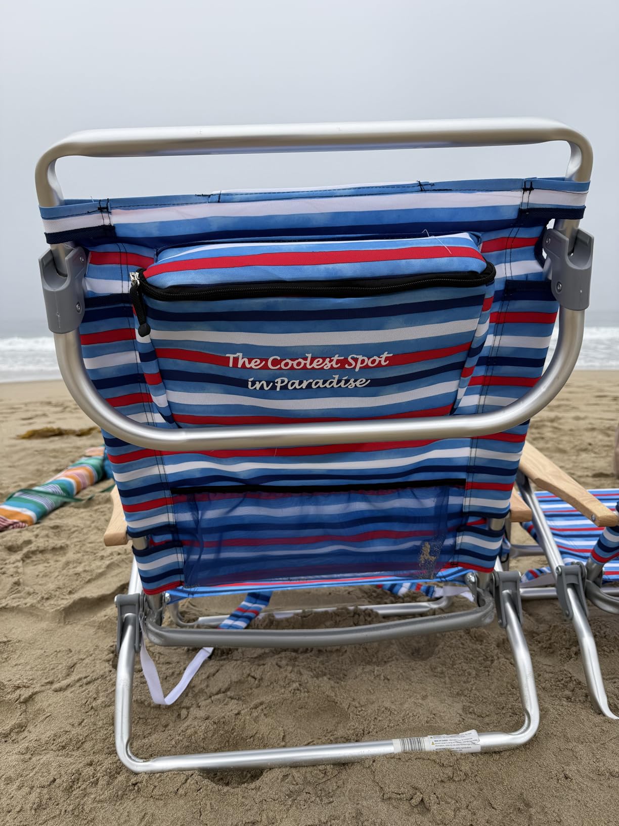 Tommy Bahama 5-Position Classic Lay Flat Folding Backpack Beach Chair, Polyester, Navy customer photo 2
