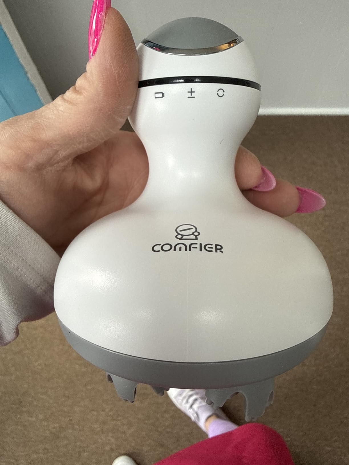 COMFIER Electric Cordless Hair Scalp Massager with Kneading 84 Massage Nodes, Handheld Portable Head Scratcher Massager for Hair Growth, Deep Clean and Stress Relax, Gifts for Men Dad customer photo 2