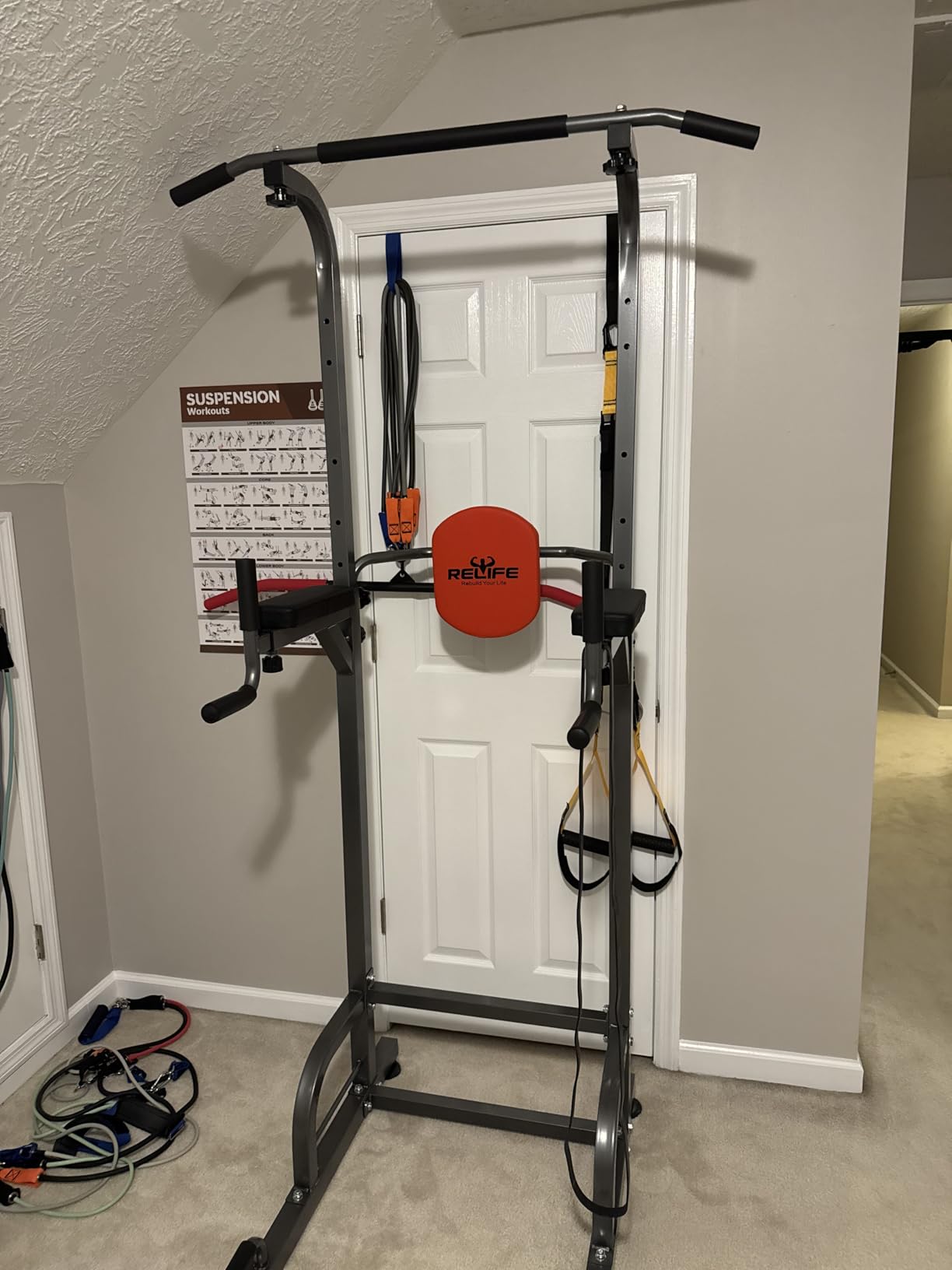 RELIFE REBUILD YOUR LIFE Pull Up Bar Free Standing Power Tower for Home Gym | Dip Station Pull Up Station, Multi-Function Home Fitness Equipment for Pull-Ups, Dips, Push-Ups, Full Body Strength Training customer photo 2