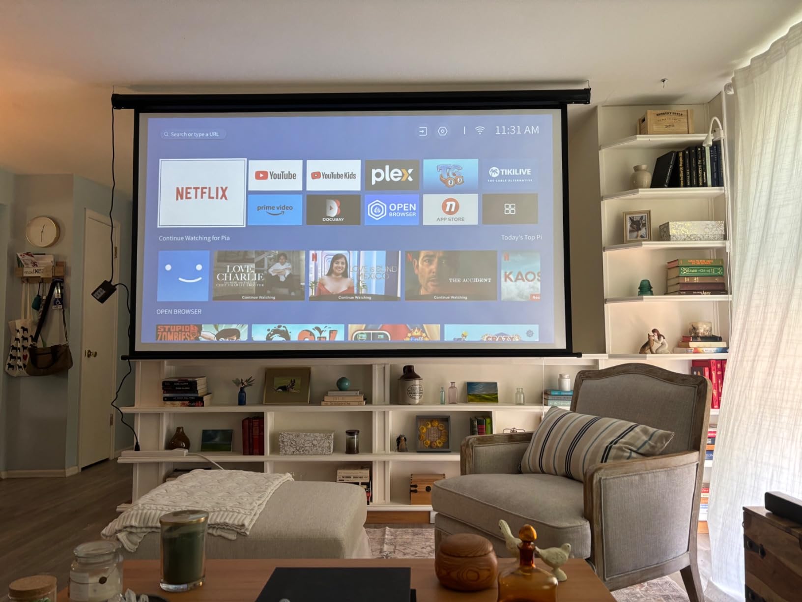 Motorized Projector Screen - Indoor and Outdoor Movies Screen Electric Projector Screen W/Remote Control (120 inch) customer photo 1