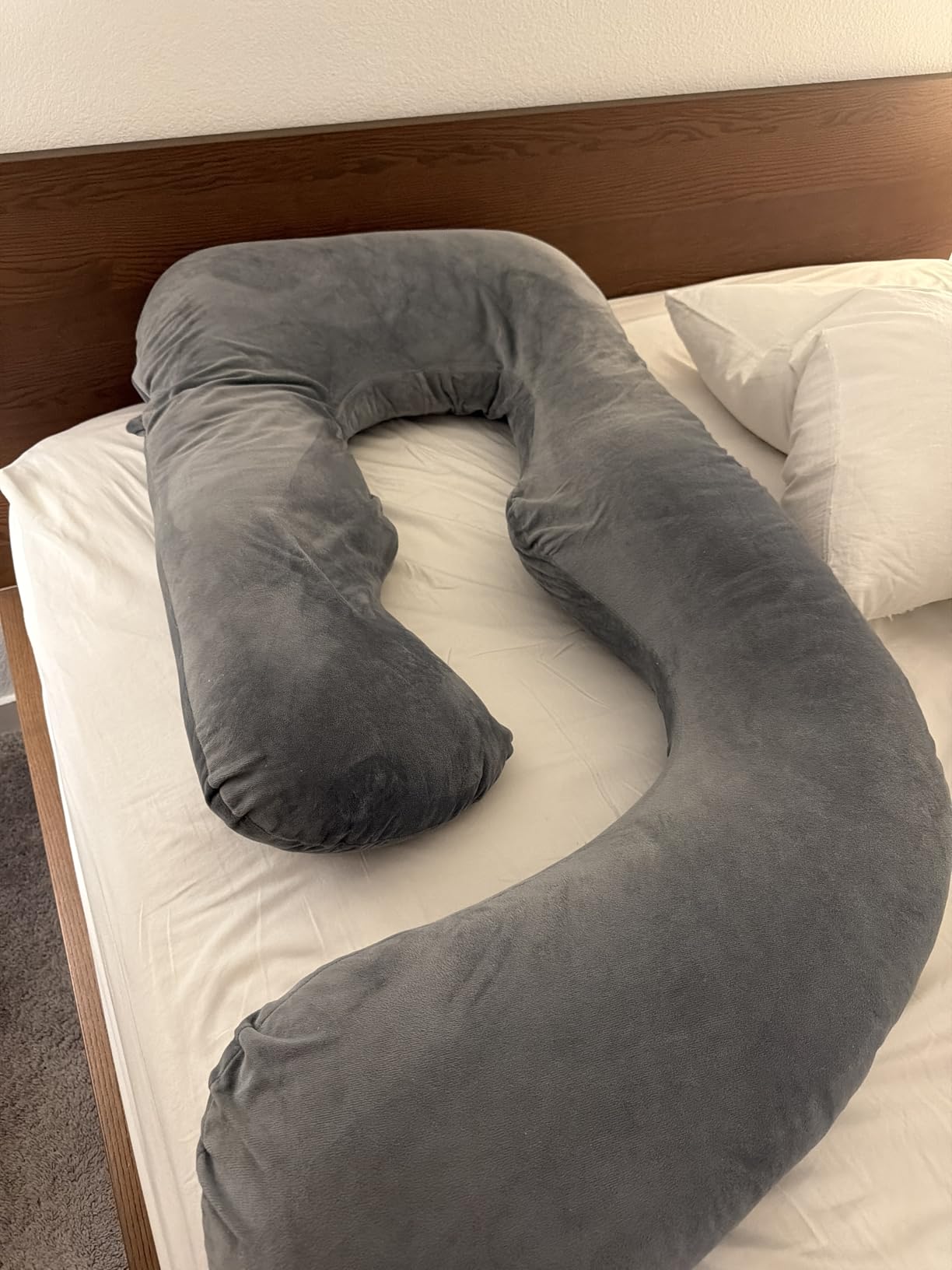 Pregnancy Pillow, U Shaped Full Body Pillow for Maternity Support, Sleeping Pillow with Cover for Pregnant Women (Grey) customer photo 1