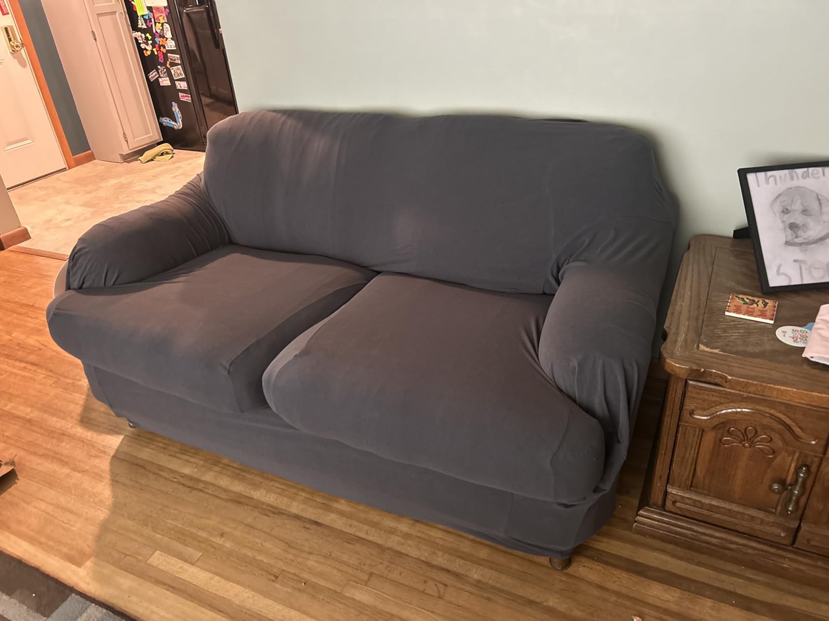 Easy-Going 4 Pieces Stretch Sofa Cover for 3 Cushion Couch Washable | Sofa Slipcover for Stretch 3 Separate Sectional Cushion Couch - Furniture Protector for Pets, Kids Dark Gray customer photo 1