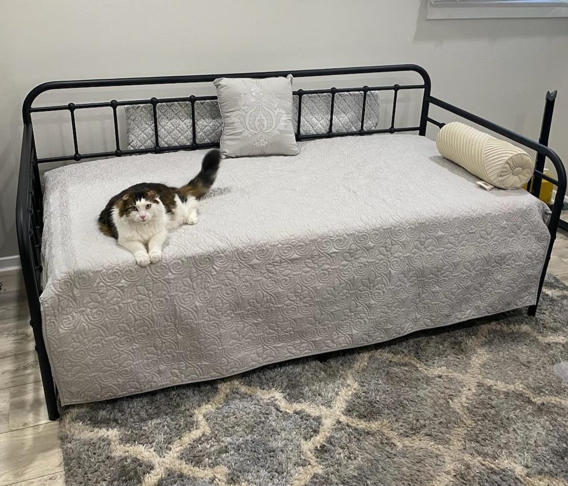 Metal Daybed Frame Twin Size, Black | Steel Slats, Platform Furniture customer photo 2