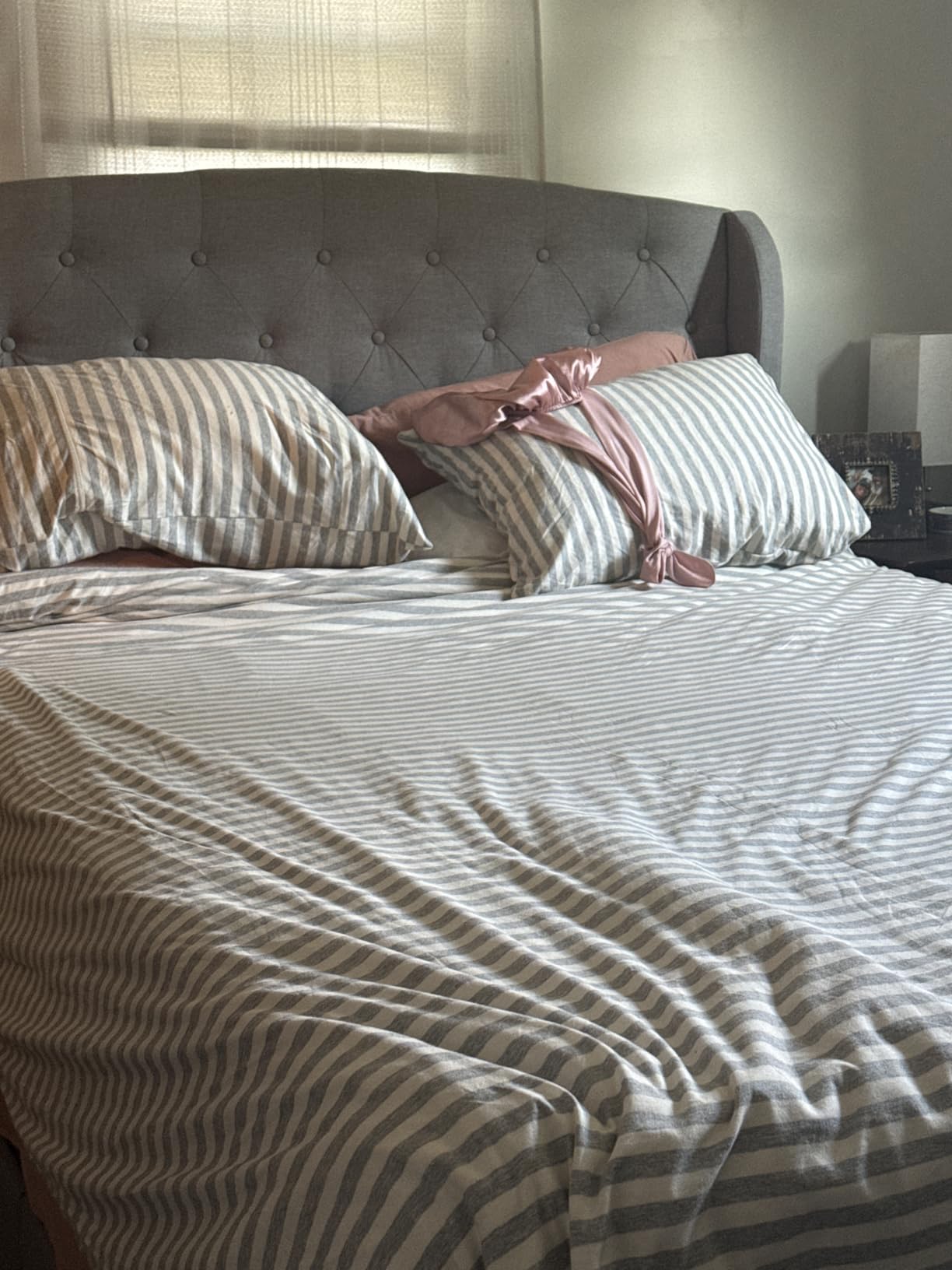 PURE ERA Jersey Knit Sheet Set Heather Beige King | 100% Cotton, 4 Piece Set, T Shirt Soft, Deep Pocket, Fits Mattresses Up to 20
