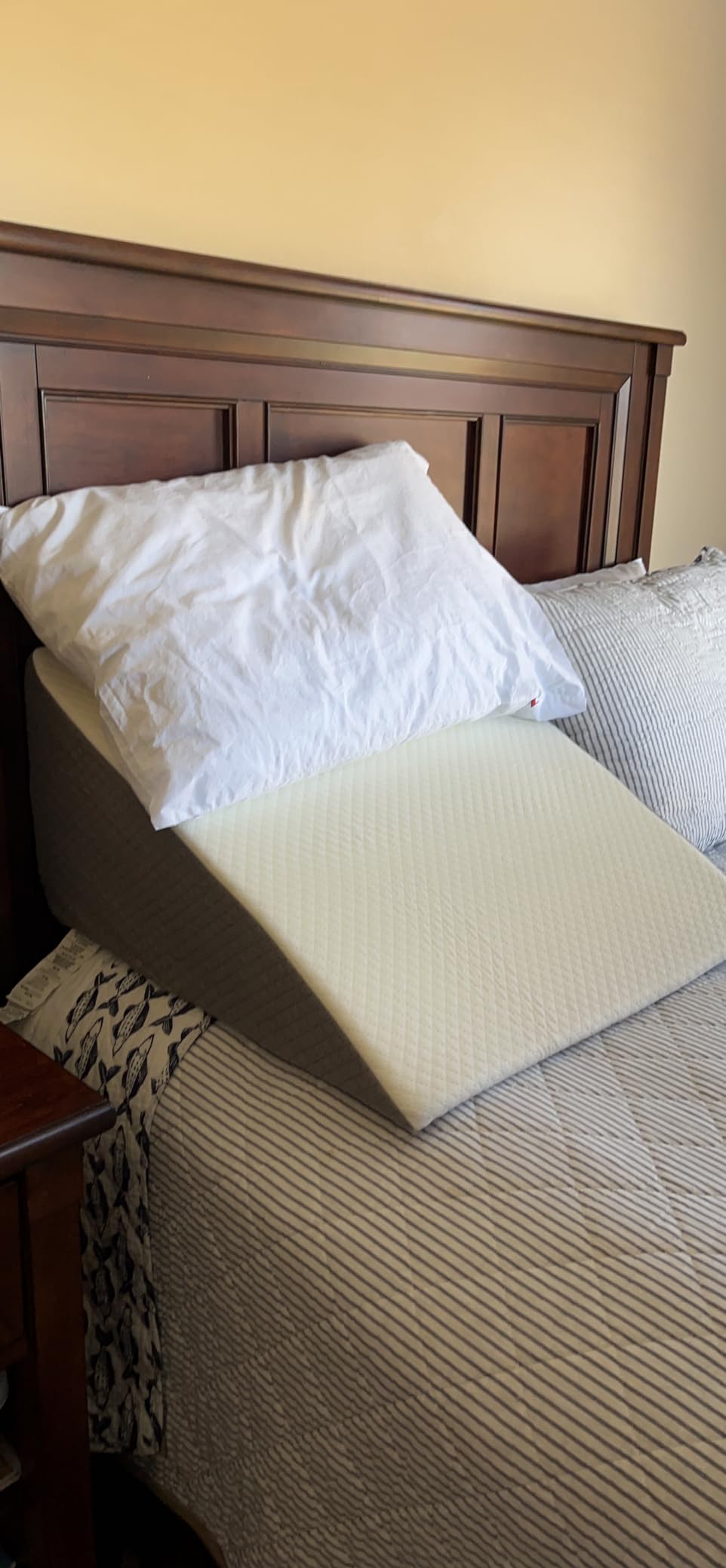 Kolbs Bed Wedge Pillow for Sleep Apnea, FSA Eligible Acid Reflux, and Back Pain Relief, with Chic Jacquard Cover - Headboard Wedges for Sleeping (Standard Wedge 12