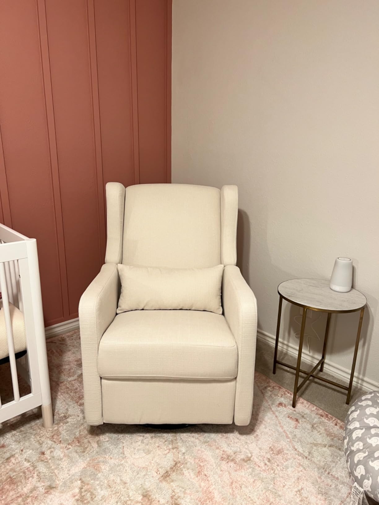 Carter's by DaVinci Arlo Recliner, Cozy Cream | Glider Recliner Nursery Chair w/ 360 Swivel - GREENGUARD Gold & FSC Certified Glider Rocking Chair customer photo 2