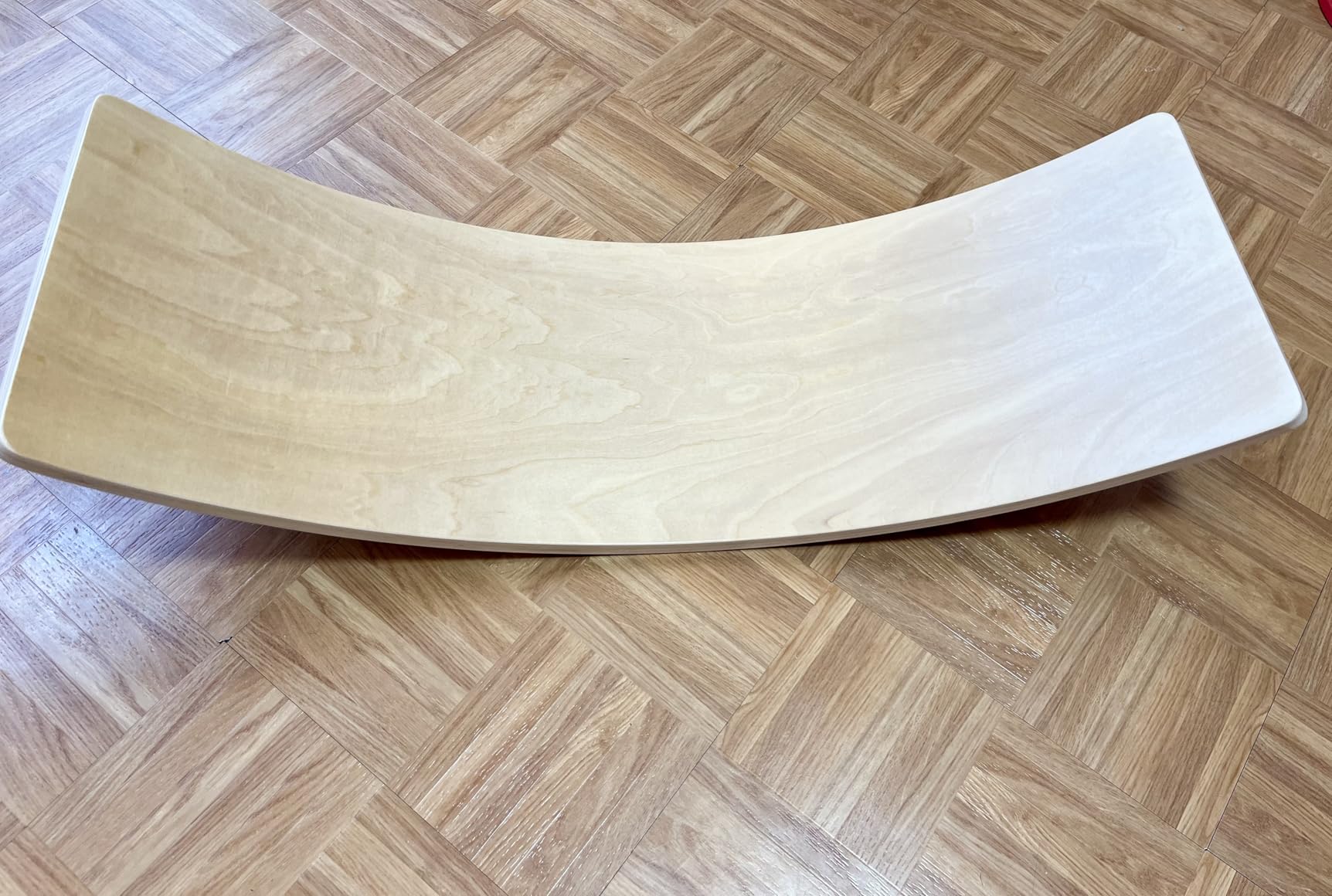 Gentle Monster Wobble Balance Board, Wooden Montessori Toy Rocker Board Natural Wood Kids Toddler Open Ended Learning Toy Yoga Curvy Board for Adult Office Classroom Christmas Gifts customer photo 1