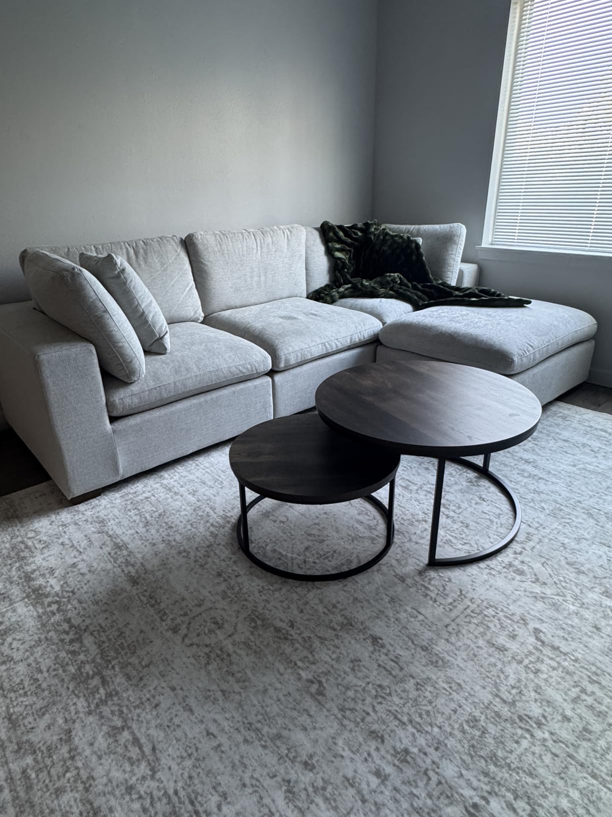 Nathan James Stella Round Modern Nesting Coffee Set of 2, Stacking Living Room Accent Tables with an Industrial Wood Finish and Powder Coated Metal Frame, Warm Nutmeg/Matte Black customer photo 2