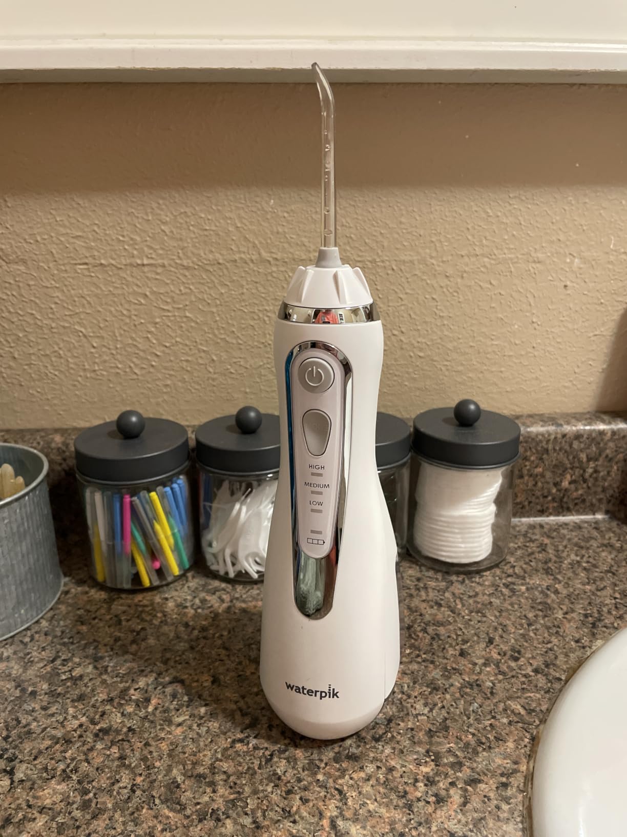 Cordless Advanced Portable Water Flosser, Rechargeable, Gray | 3 Settings, 4 Tips, Travel Bag, for Gums, Teeth, Dental Braces, Implants, Shower Use ADA Accepted WP-587 Packaging May Vary customer photo 1