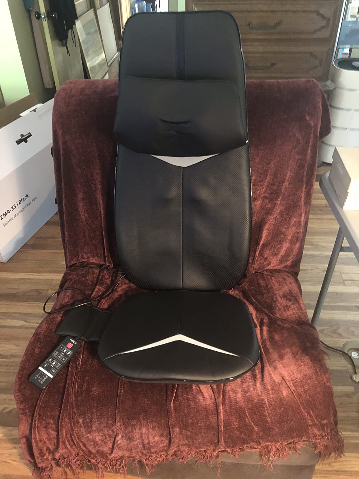 Zyllion Shiatsu Neck and Back Massager for Chair with Heat, ZMA-33 | 3D Electric, Full Body, Deep Tissue Kneading, Massage Pad Cushion, Muscle Pain Relief, Seat Vibration, Remote Control, Black customer photo 2