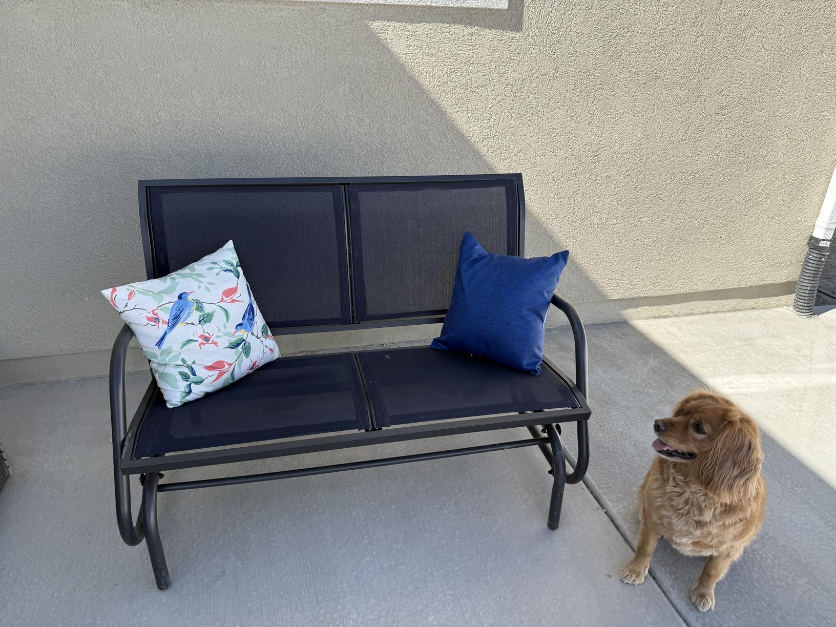 Outsunny 2-Person Outdoor Glider Bench with Steel Frame, Gray | Double Swing Rocking Chair, Loveseat, for Outside Patio, Backyard, Garden, Porch, Powder Coated customer photo 1