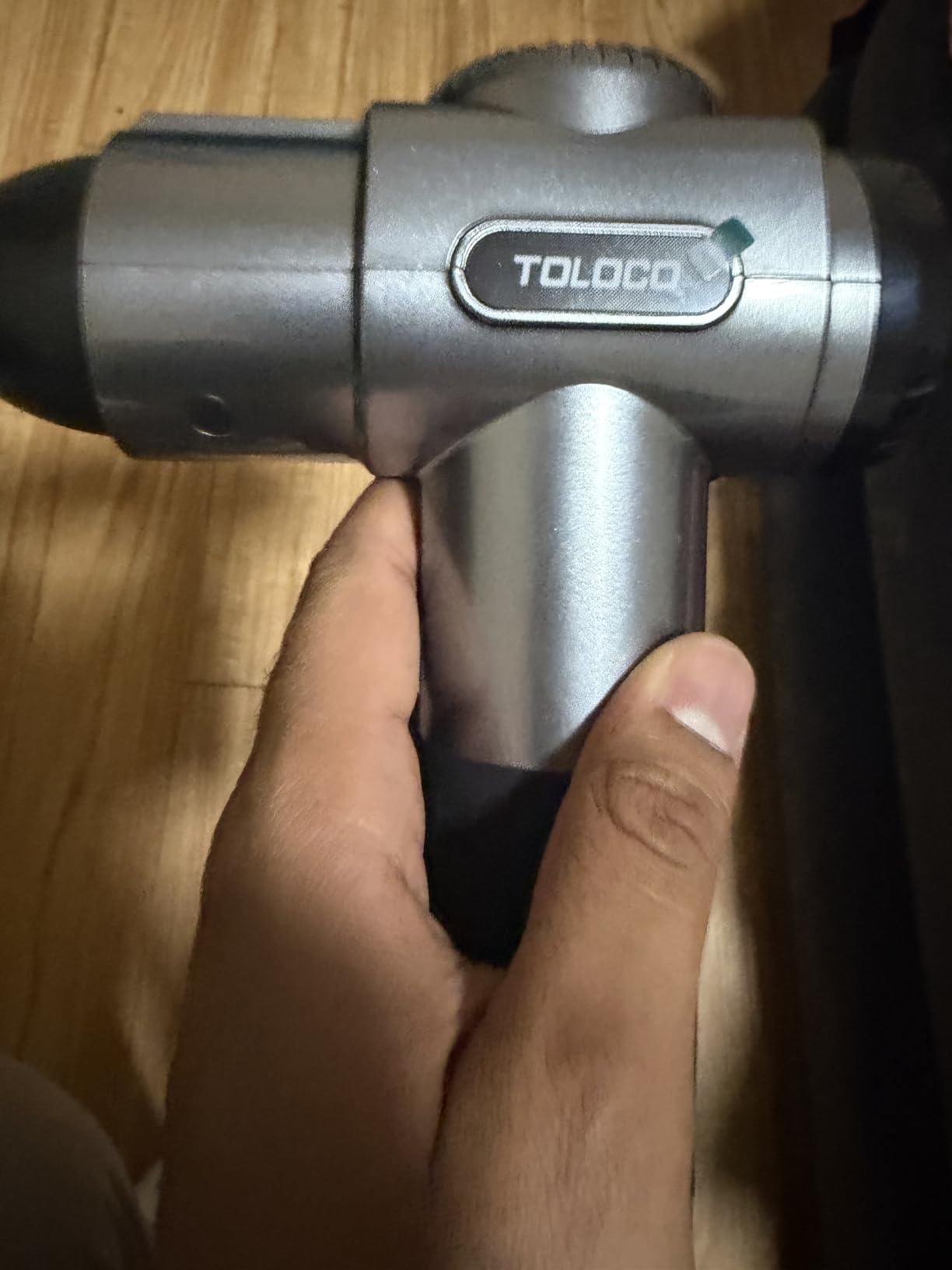 TOLOCO Massage Gun, Deep Tissue Back Massage for Athletes for Pain Relief, Percussion Massager with 10 Massages Heads & Silent Brushless Motor, Fathers Day Dad Gifts, Grey customer photo 2