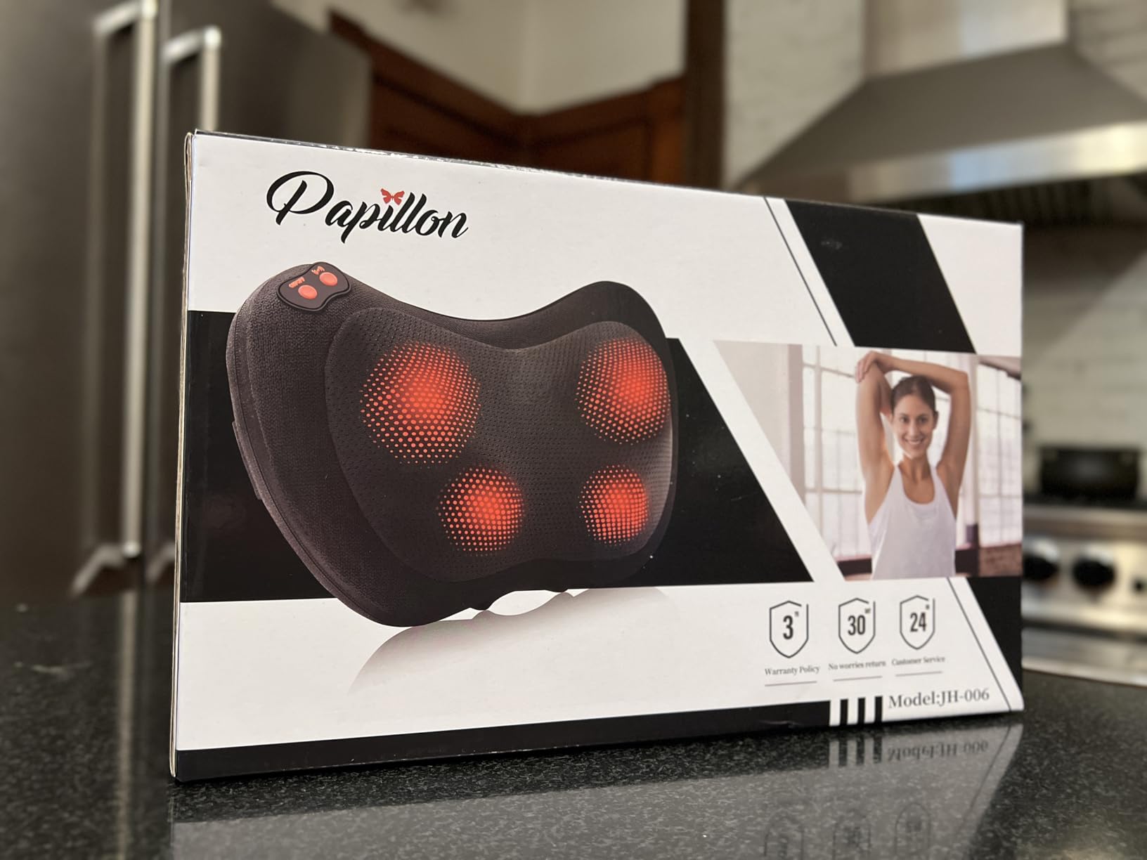 Papillon Back Massager with Heat,Shiatsu Neck Massage Pillow for Neck,Shoulder,Foot&Lower Back Pain Relief Deep Tissue,Body Muscle Relaxation Tool Gifts for Women/Mom/Dad(Black) customer photo 1