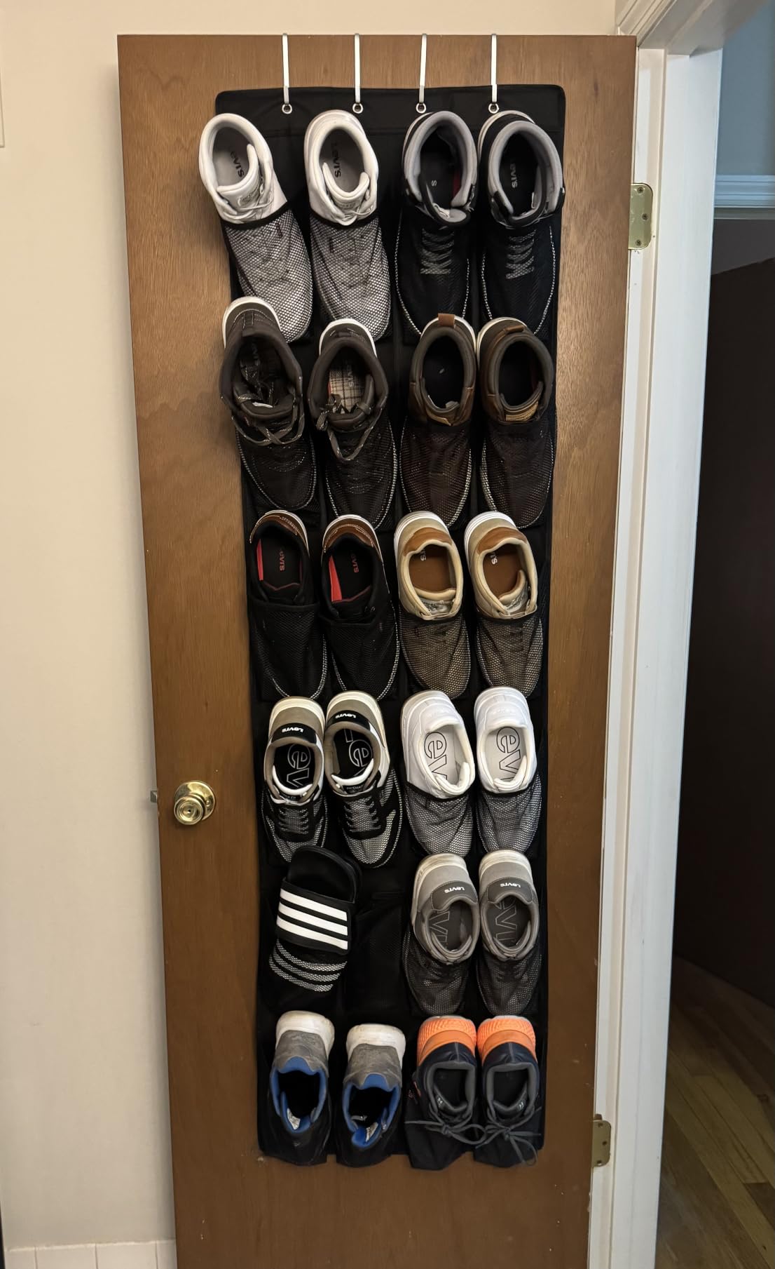GORILLA GRIP Over the Door Shoe Organizer, 24 Large Breathable Mesh Pockets customer photo 2