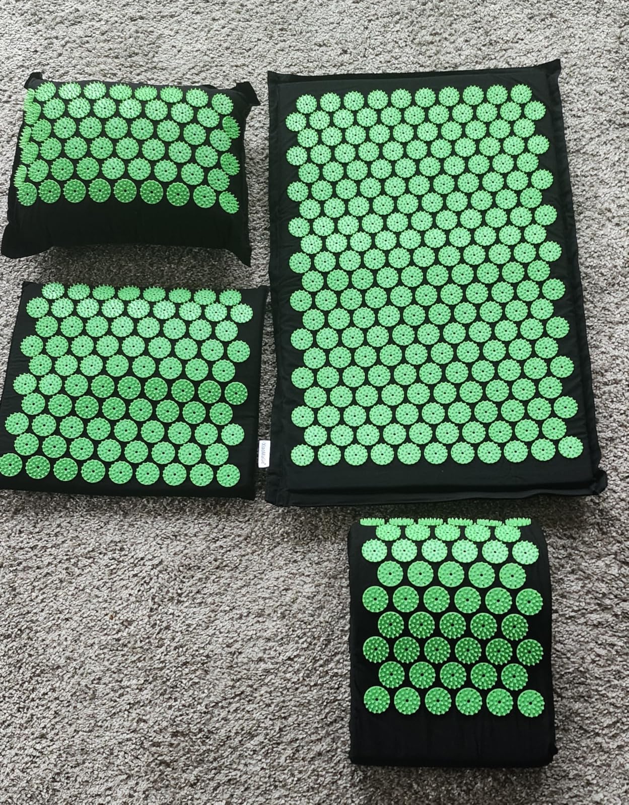 XiaoMaGe Acupressure Mat and Pillow Set with Bag - Large Size 28.7 X 16.5 inch Acupuncture Mat for Neck & Back Pain, Muscle Relaxation Stress Relief, Sciatica Pain Relief Pillow (Black) customer photo 1