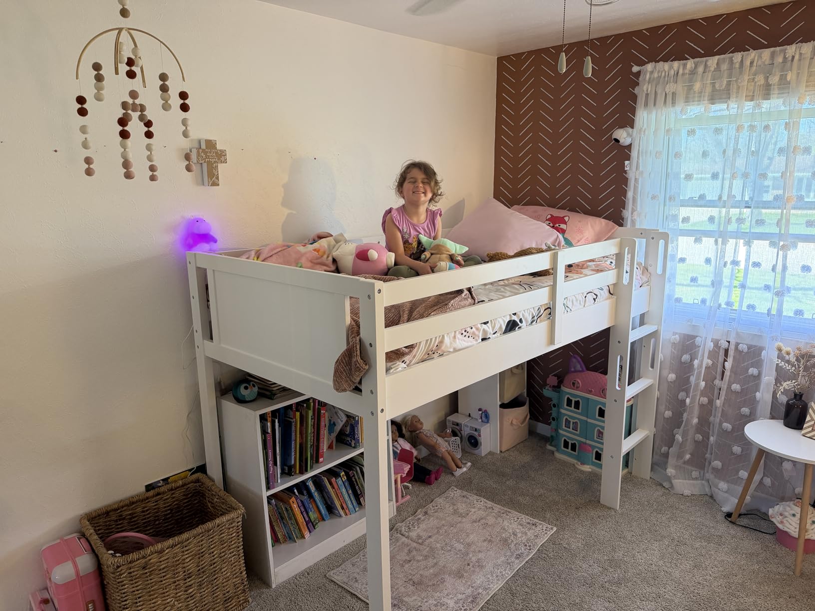 Delta Children Twin Loft Bed with Guardrail and Ladder (Coordinates with Loft Bed Tents Sold Separately), White customer photo 1