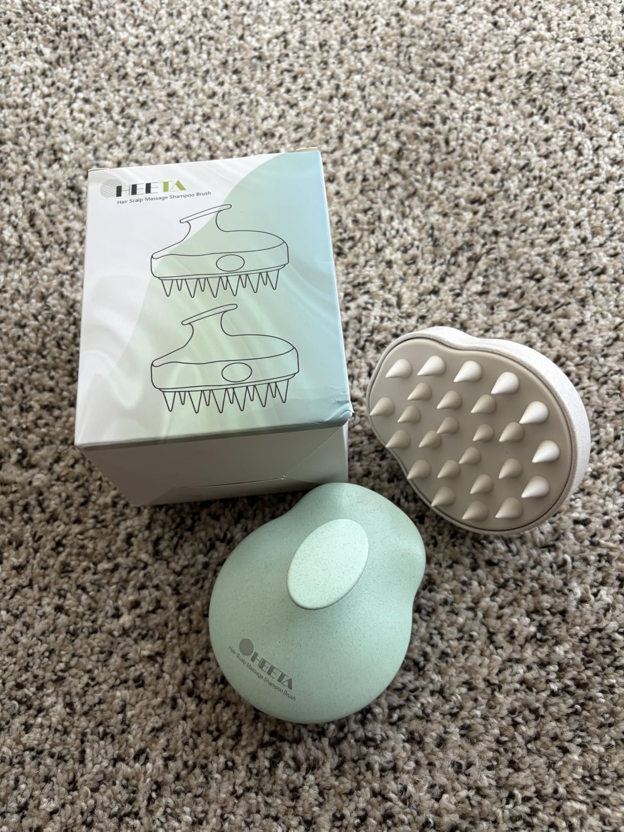HEETA Hair Scalp Massager Shampoo Brush 2 Pack, Soft Silicone Bristles to Remove Dandruff, Waterproof Hair Scrubber for Both Wet Dry Use, Suitable for Men & Women (Green & Black) customer photo 1