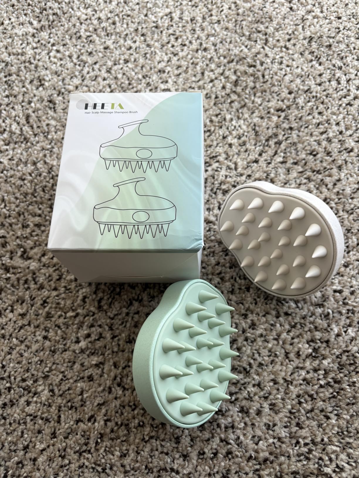 HEETA Hair Scalp Massager Shampoo Brush 2 Pack, Soft Silicone Bristles to Remove Dandruff, Waterproof Hair Scrubber for Both Wet Dry Use, Suitable for Men & Women (Green & Black) customer photo 2