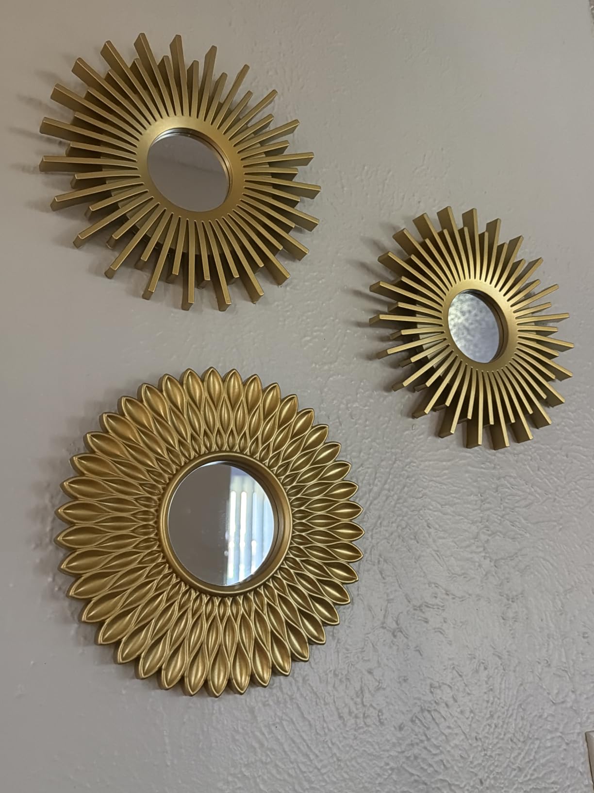 BONNYCO Wall Mirrors Pack of 3, Round Gold Mirrors for Home Decor Bedroom and Living Room customer photo 1