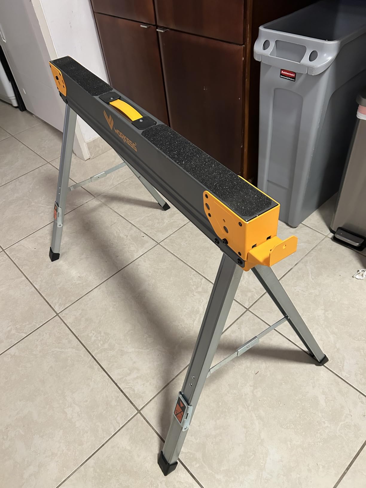 WORKESS Saw Horses 2 Pack Folding, Heavy Duty Sawhorse Table 2600 Lbs Load Capacity with 2x4 Support Legs, Portable Folding and Fast Open Legs and Easy Grip Handle for Woodworking. customer photo 1
