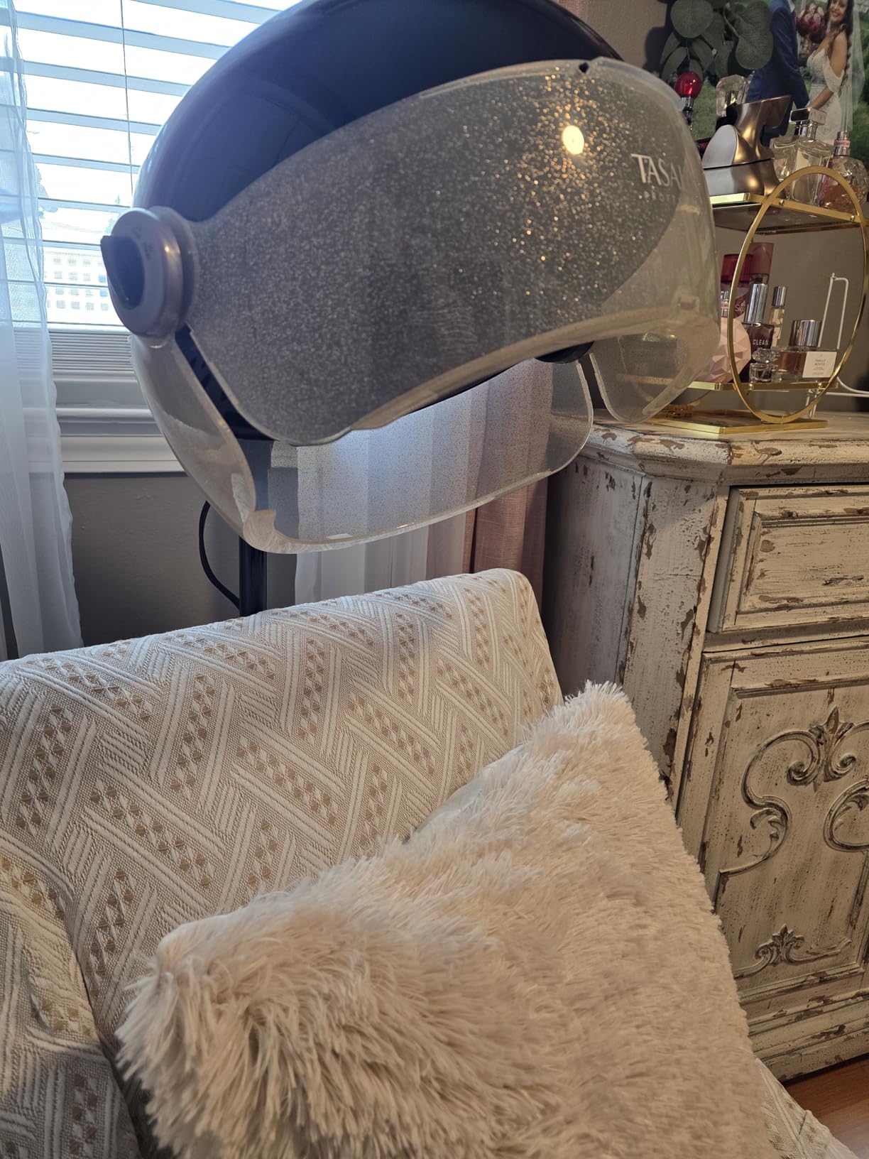 TASALON Ionic Hooded Hair Dryer - 1875W Bonnet Dryer with 3 Temperature Settings - Portable Standing Dryer for Home and Salon customer photo 2