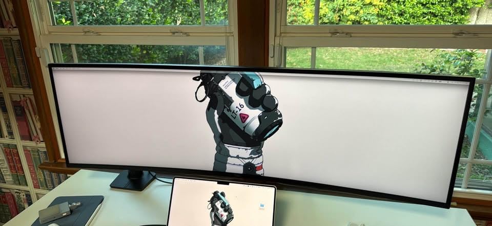 Ergotron HX Premium Heavy Duty Monitor Arm, Single Monitor VESA Desk Mount - for Flat or Slight Curved Ultrawide Monitors Up to 49 inches, 20 to 42 lbs - Standard Pivot, Matte Black customer photo 1