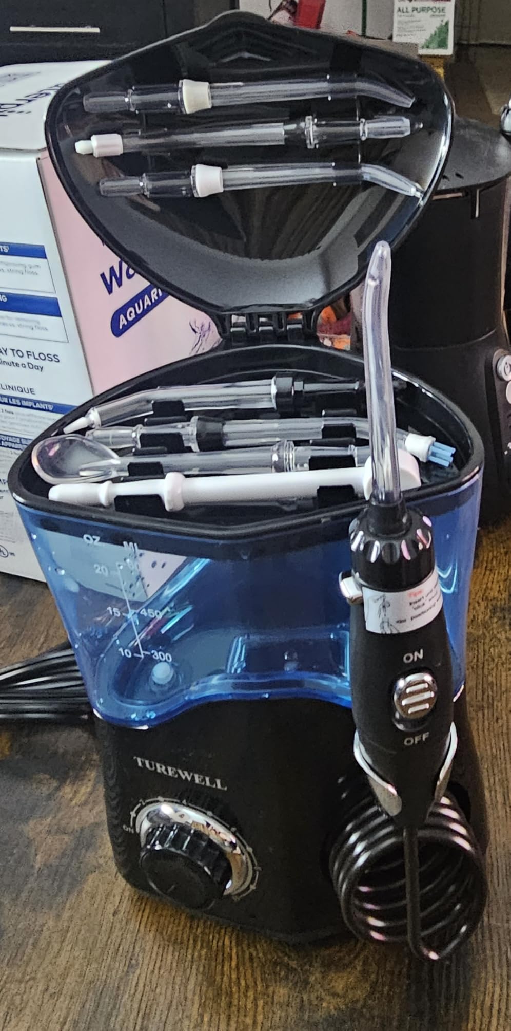 TUREWELL Water Dental Flosser for Teeth/Braces, Water Teeth Cleaner | 8 Jet Tips and 10 Pressure Levels, 600ML Large Water Tank Oral Irrigator for Family(Black) customer photo 1