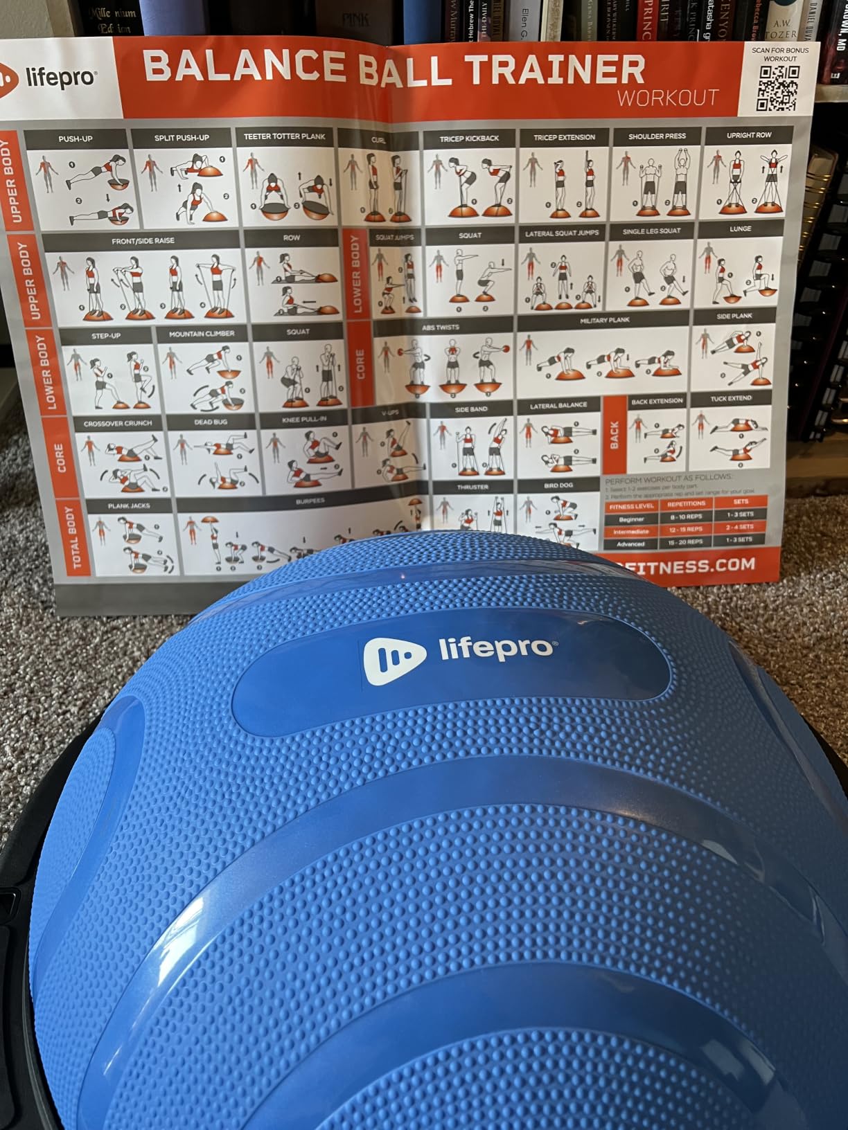 Horizon Half Balance Ball Trainer with 440 lb Capacity Stability | half balance ball for full-body training, core strengthening and home gym fitness routines. Includes a pilates ball customer photo 1