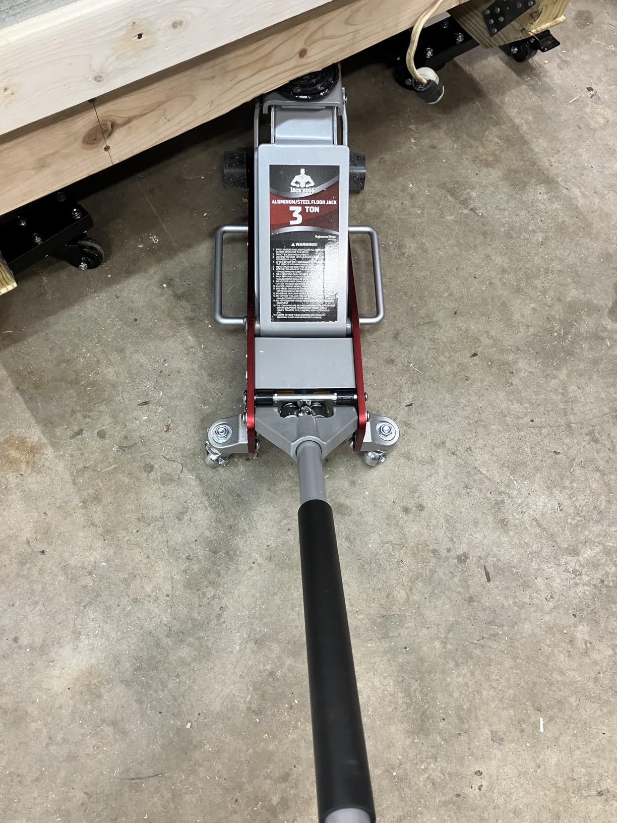 Jack Boss 3 Ton Low Profile, Aluminum and Steel Racing Floor Jack with Dual Pistons Quick Lift Pump for Sport Utility Vehicle, Lifting Range 3-15/16