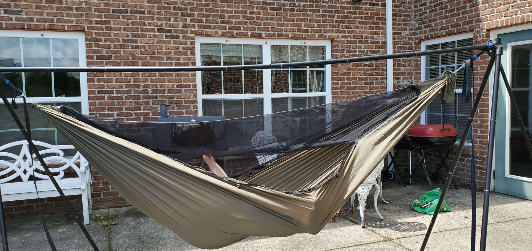 Onewind 11ft Ultralight Camping Hammock with Mosquito Net and Ridgeline | 70D Hexagon Ripstop Nylon, Integrated No-see-ums Bugnet, 64'' Single Wide Panel, Lightweight Hammock for Hiking Backpacking customer photo 1