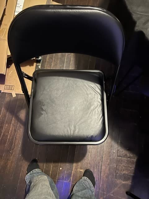 Amazon Basics Comfortable Vinyl-Padded Metal Steel Folding Chairs for Events, Easy to Fold and Store, Black, 4-Pack customer photo 1