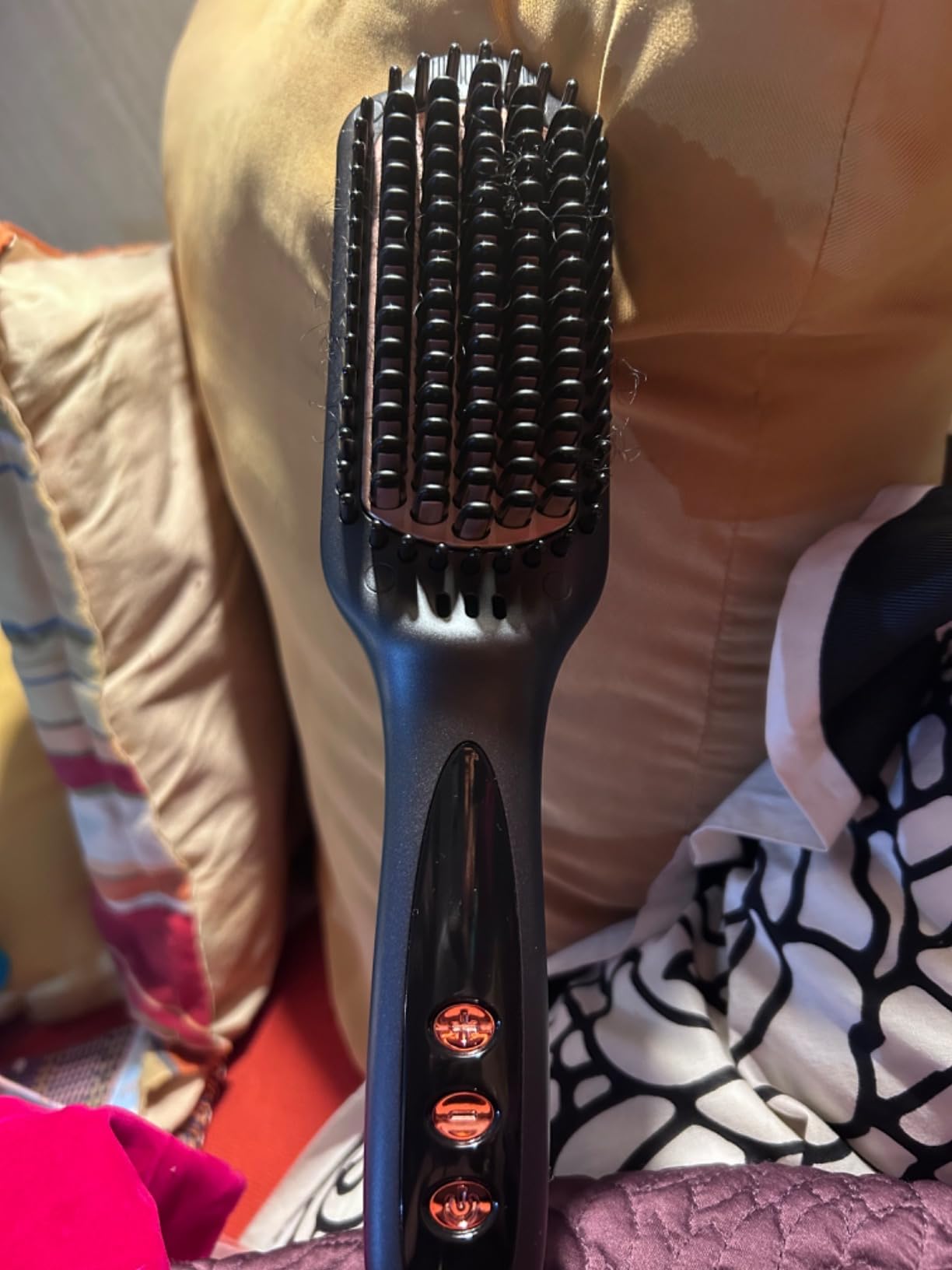 LANDOT Hair Straightener Brush Ceramic Ionic - Frizz-Free & Smooth Results | Straightening Brush with 60min Auto-Off & Anti-Scald, 12 Temp Settings & 30s heating, Dual Voltage Travel, Medium & Long Hair customer photo 2