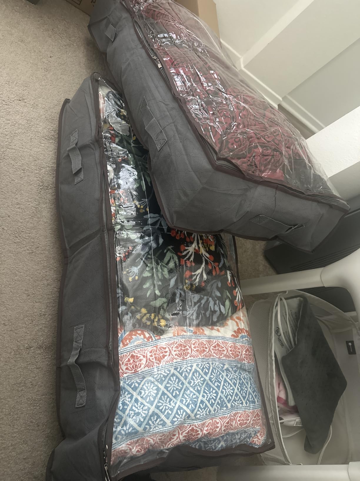 Budding Joy 90L Under Bed Storage Containers, Closet Organizers and Storage Bins, Foldable Underbed Storage Bags for Linen Sheets, Blanket, Clothing, Comforter, Sweaters, Pillows, Wrapping Paper, Grey customer photo 1